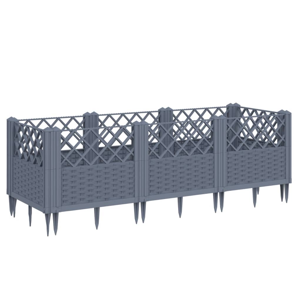 Garden Planter with Pegs Blue Grey 123.5x43.5x43.5 cm PP