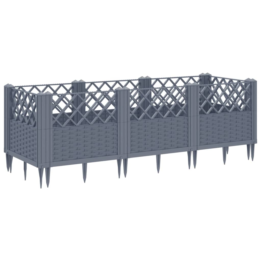 Garden Planter with Pegs Blue Grey 123.5x43.5x43.5 cm PP