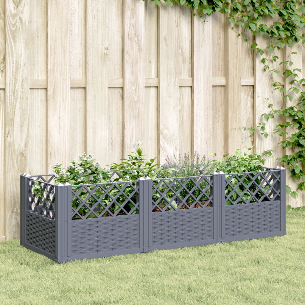 Garden Planter with Pegs Blue Grey 123.5x43.5x43.5 cm PP