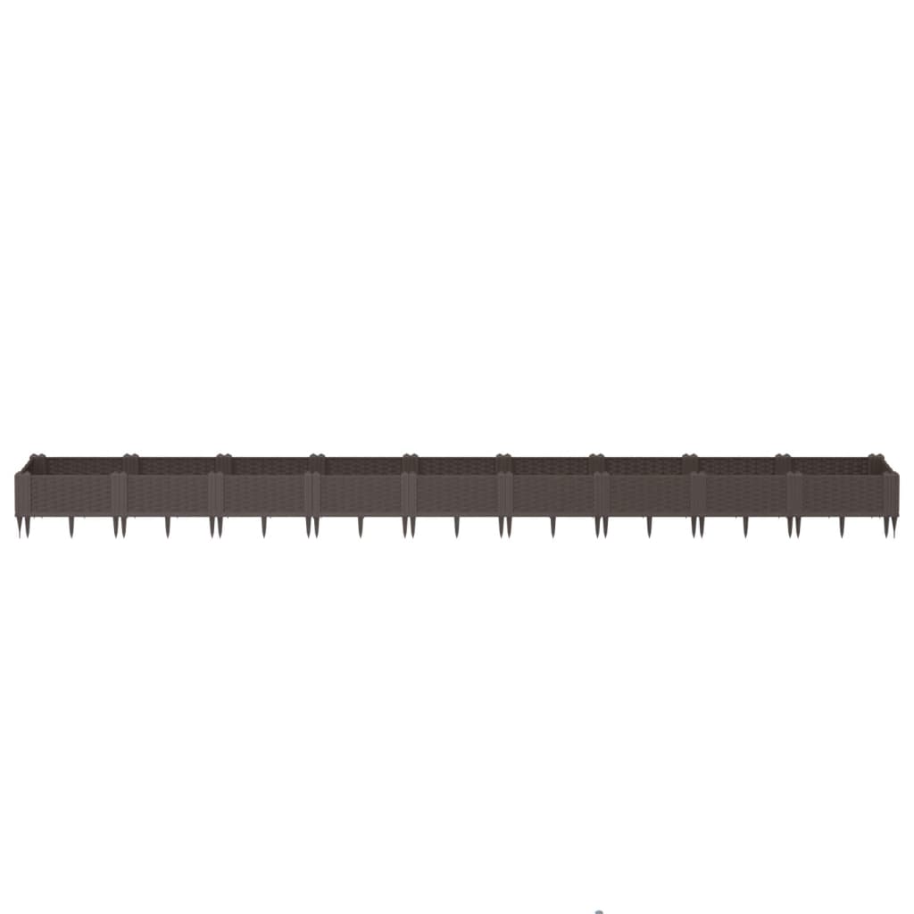 Garden Planter with Pegs Brown 362.5x42.5x28.5 cm PP