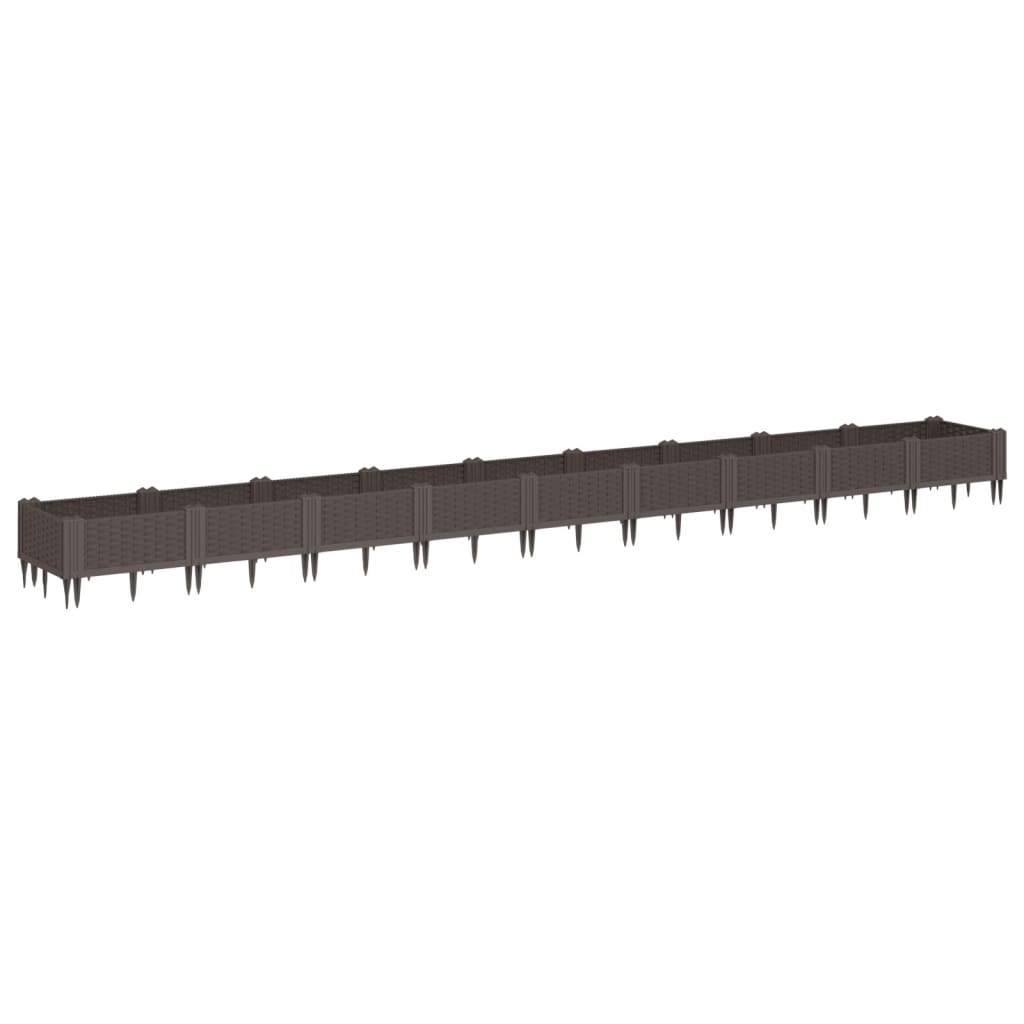 Garden Planter with Pegs Brown 362.5x42.5x28.5 cm PP