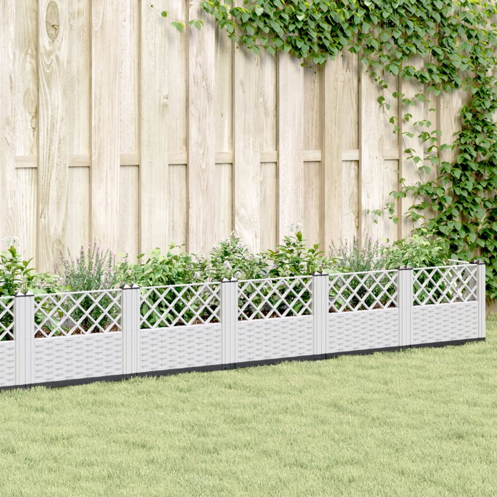Garden Planter with Pegs White 363.5x43.5x43.5 cm PP