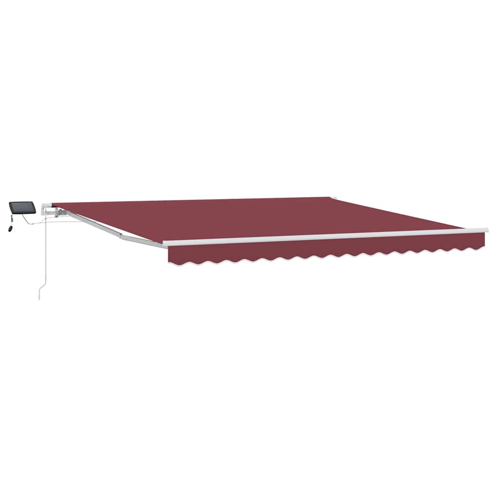 Manual Retractable Awning with LED Burgundy 400x300 cm