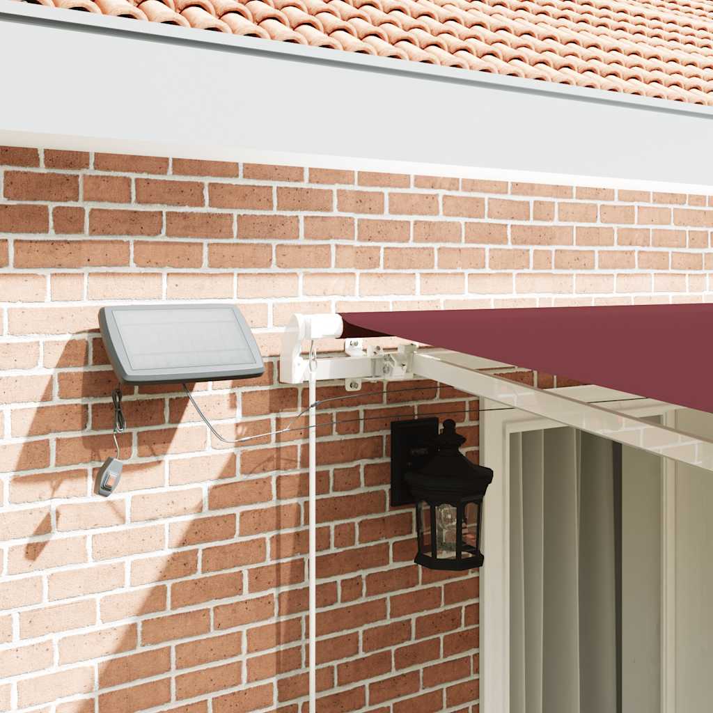Manual Retractable Awning with LED Burgundy 400x300 cm