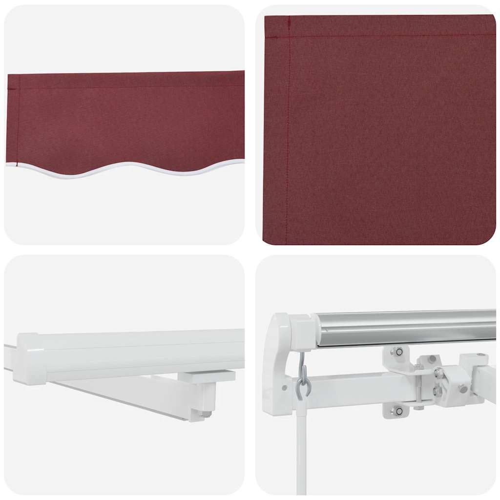 Manual Retractable Awning with LED Burgundy 400x300 cm