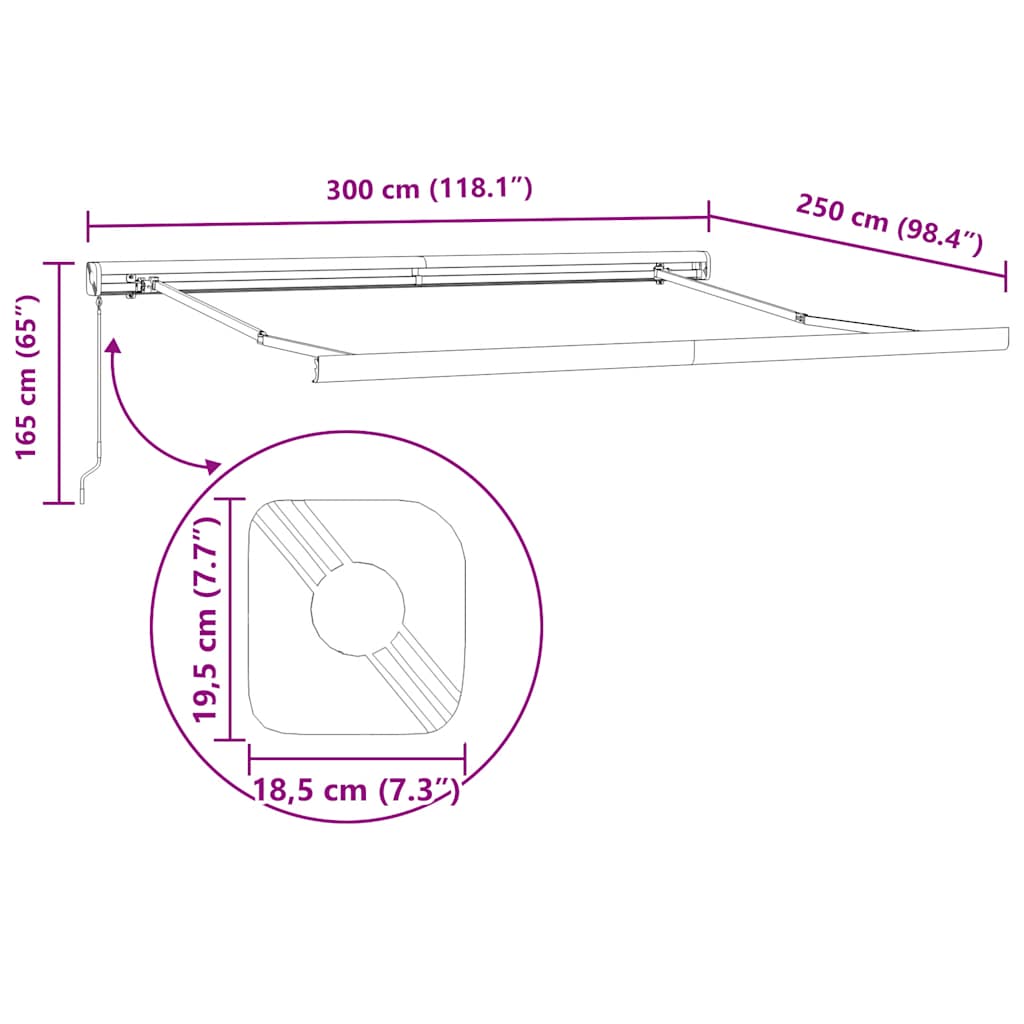 Manual Retractable Awning Burgundy 300x250 cm