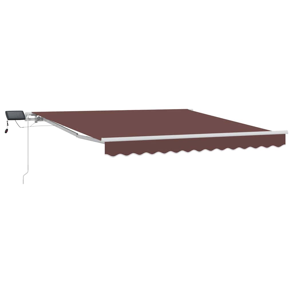 Manual Retractable Awning with LED Brown 300x250 cm