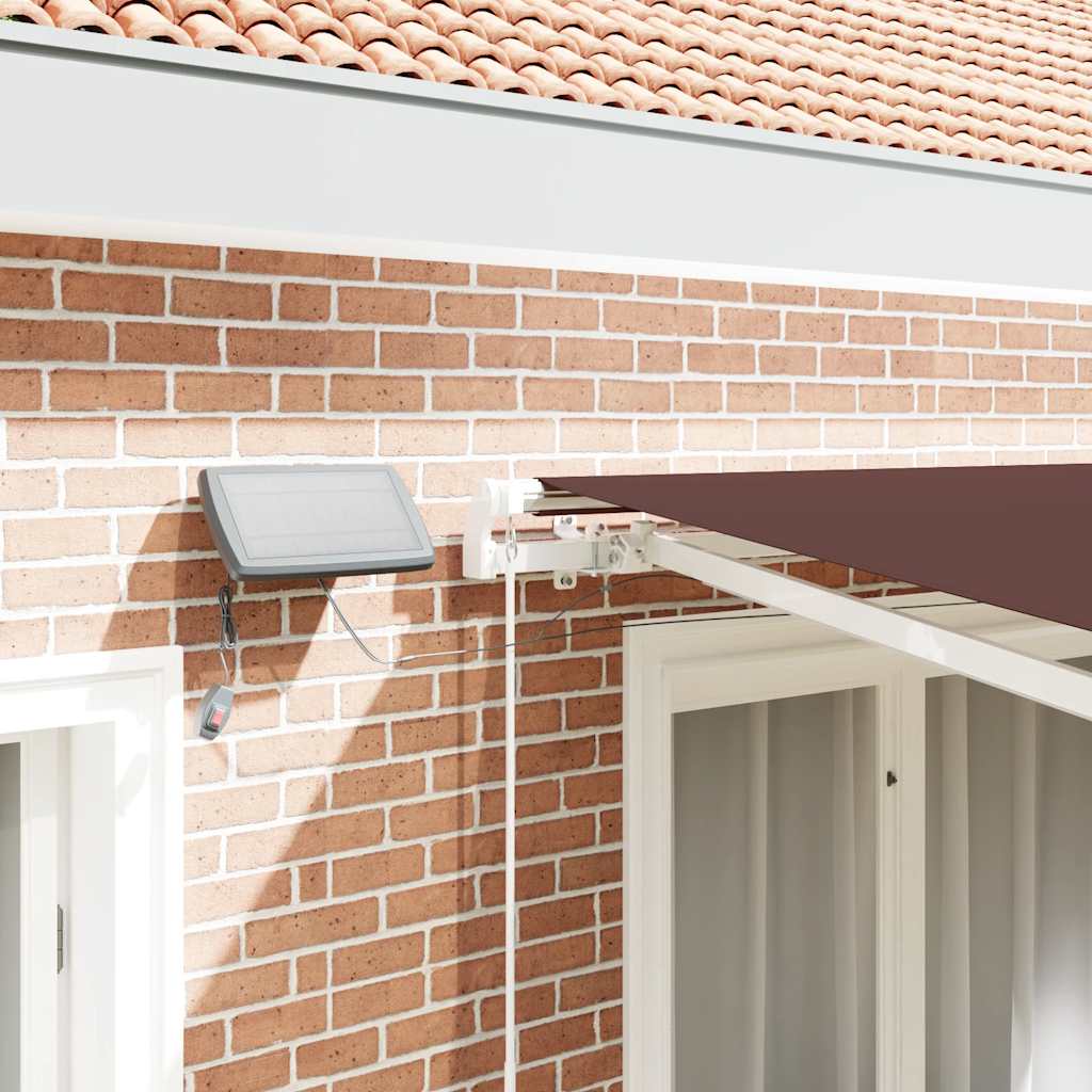 Manual Retractable Awning with LED Brown 300x250 cm