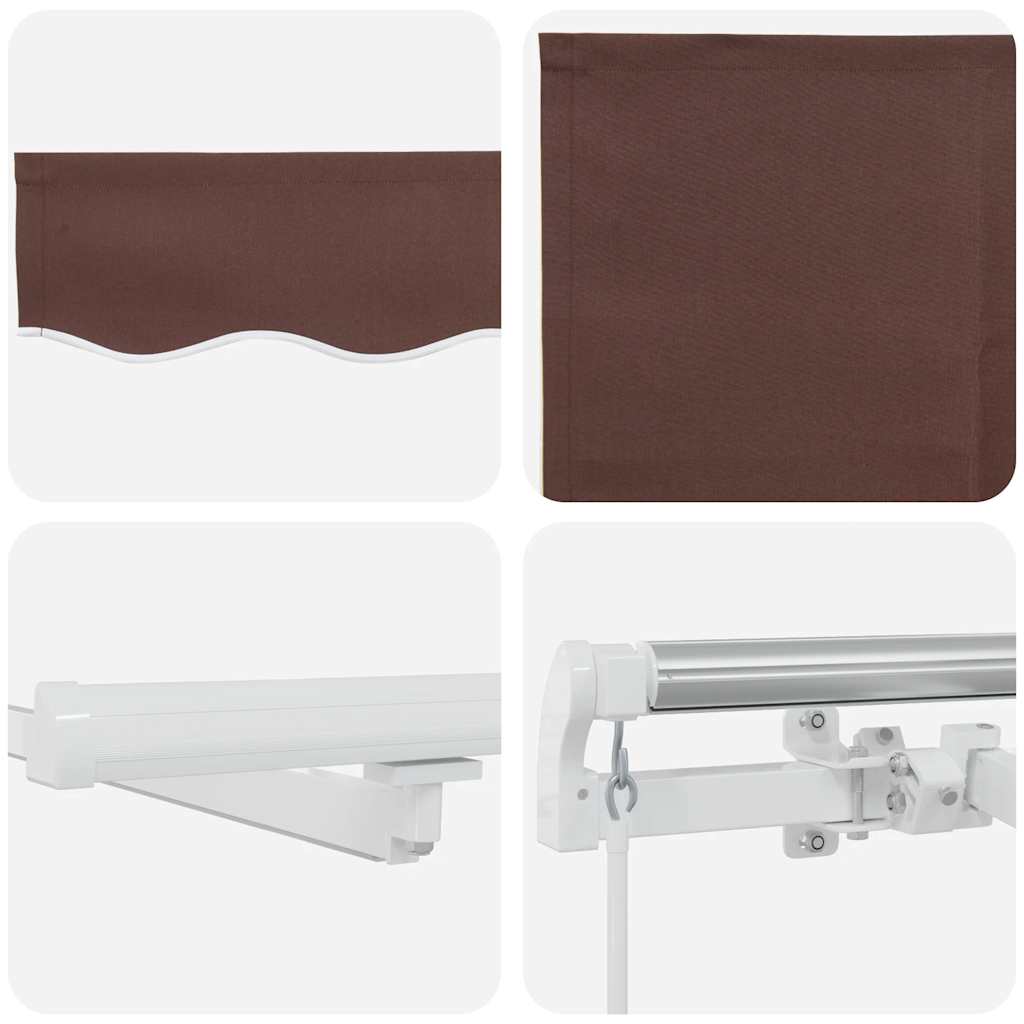 Manual Retractable Awning with LED Brown 300x250 cm