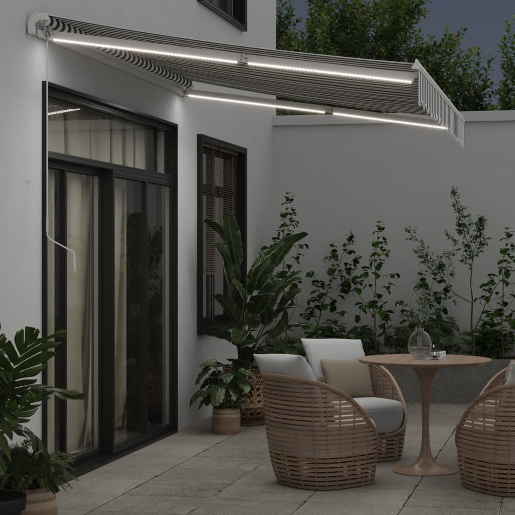 Manual Retractable Awning With LED Anthracite&White 350x250 cm