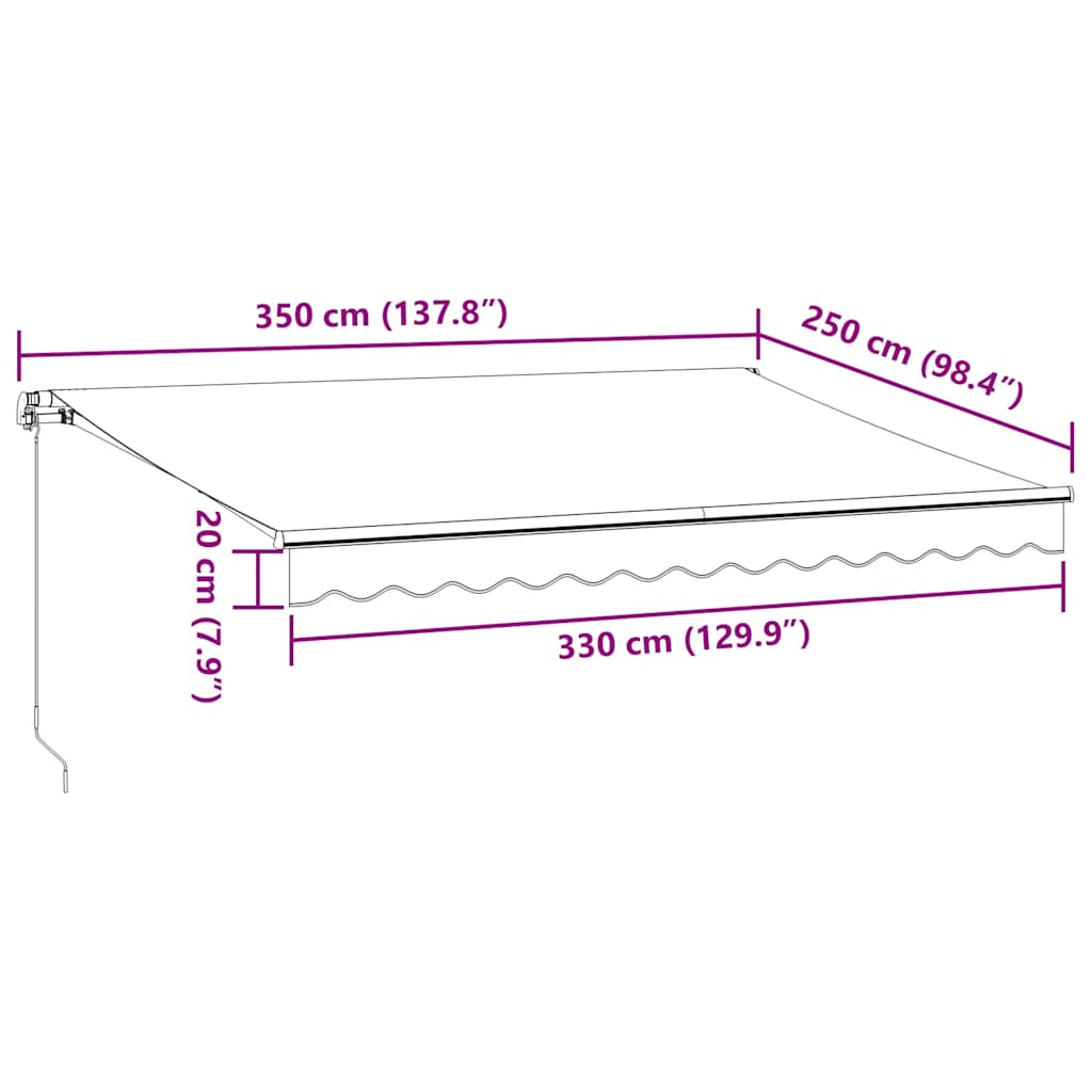 Manual Retractable Awning Anthracite&White 350x250 cm