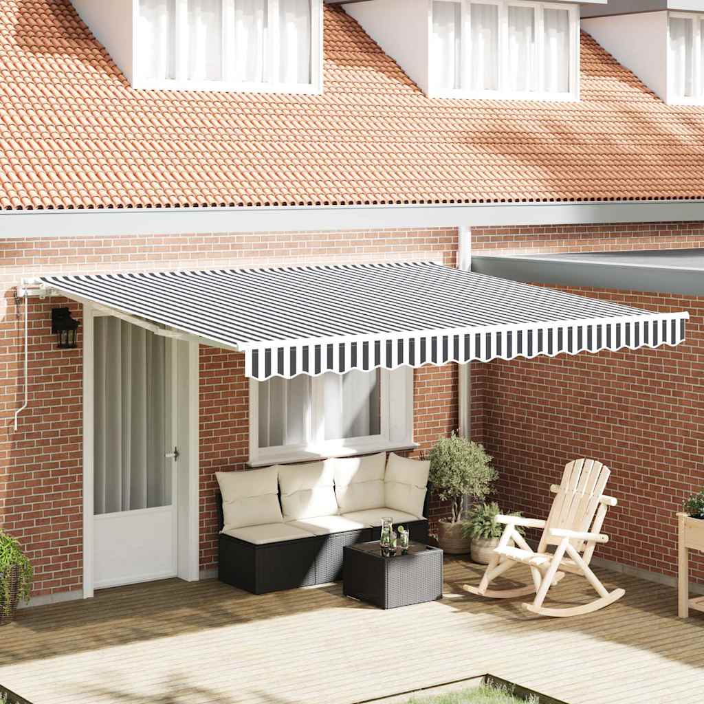 Automatic Retractable Awning Anthracite&White 400x300 cm