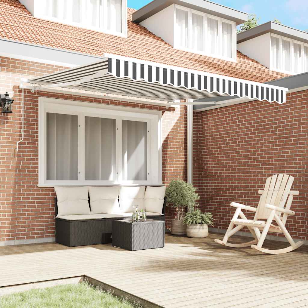 Manual Retractable Awning Anthracite&White 300x250 cm