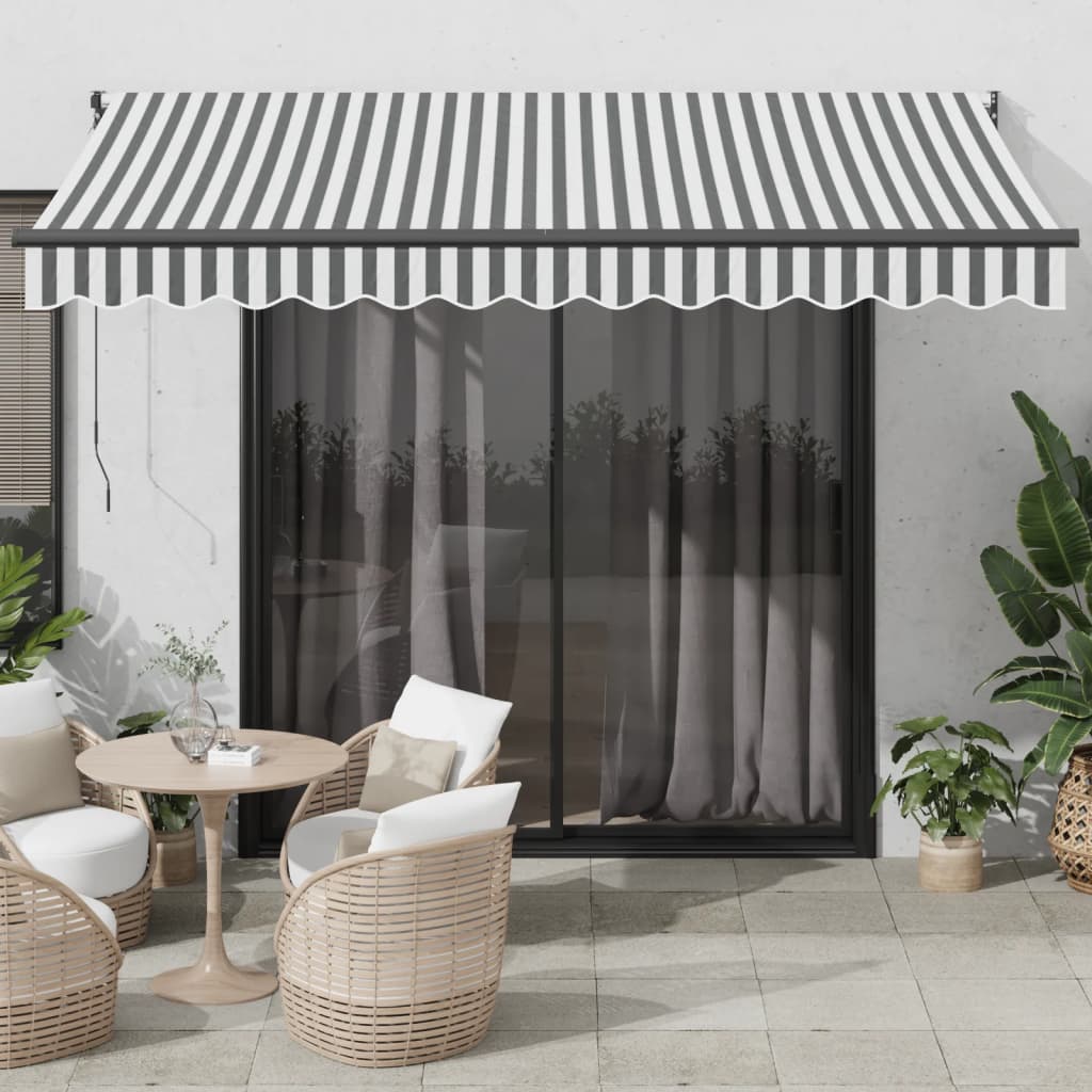Retractable Awning Anthracite and White 3.5x2.5 m Fabric&Aluminium