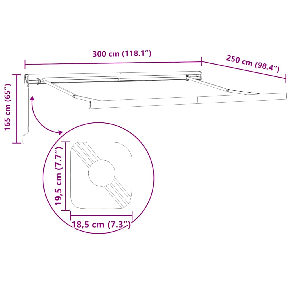 Retractable Awning Anthracite and White 3x2.5 m Fabric&Aluminium