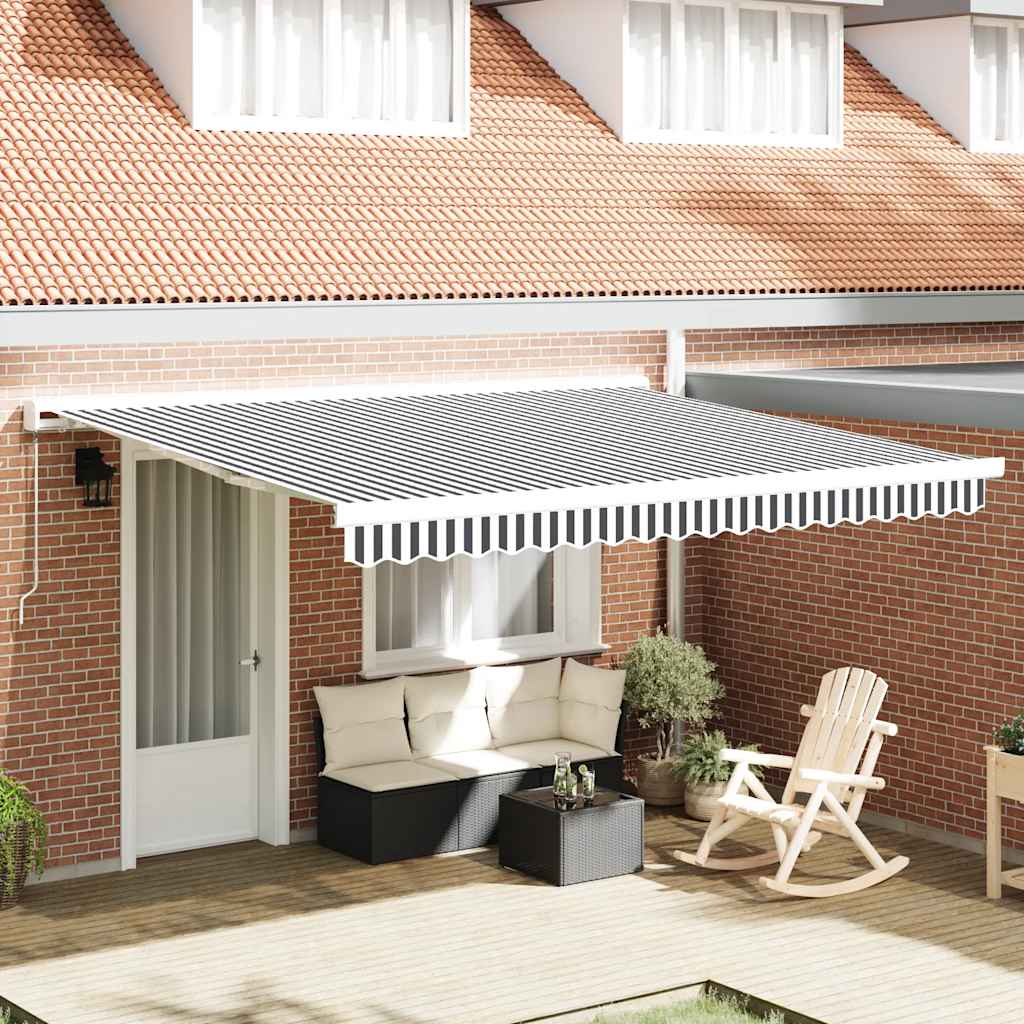Retractable Awning Anthracite and White 4x3 m Fabric&Aluminium