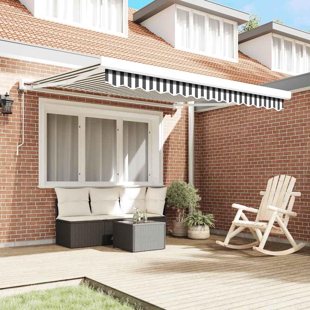 Retractable Awning Anthracite and White 3x2.5 m Fabric&Aluminium