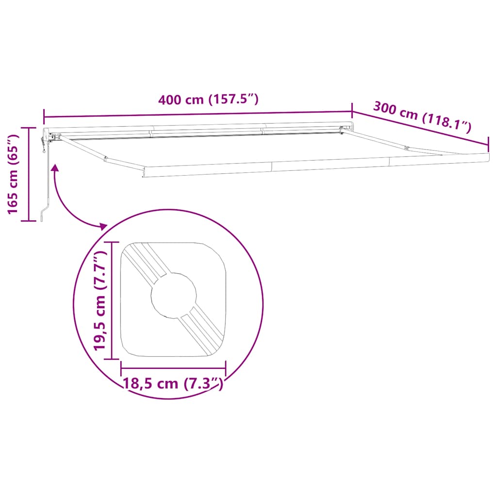 Retractable Awning Anthracite and White 4x3 m Fabric&Aluminium