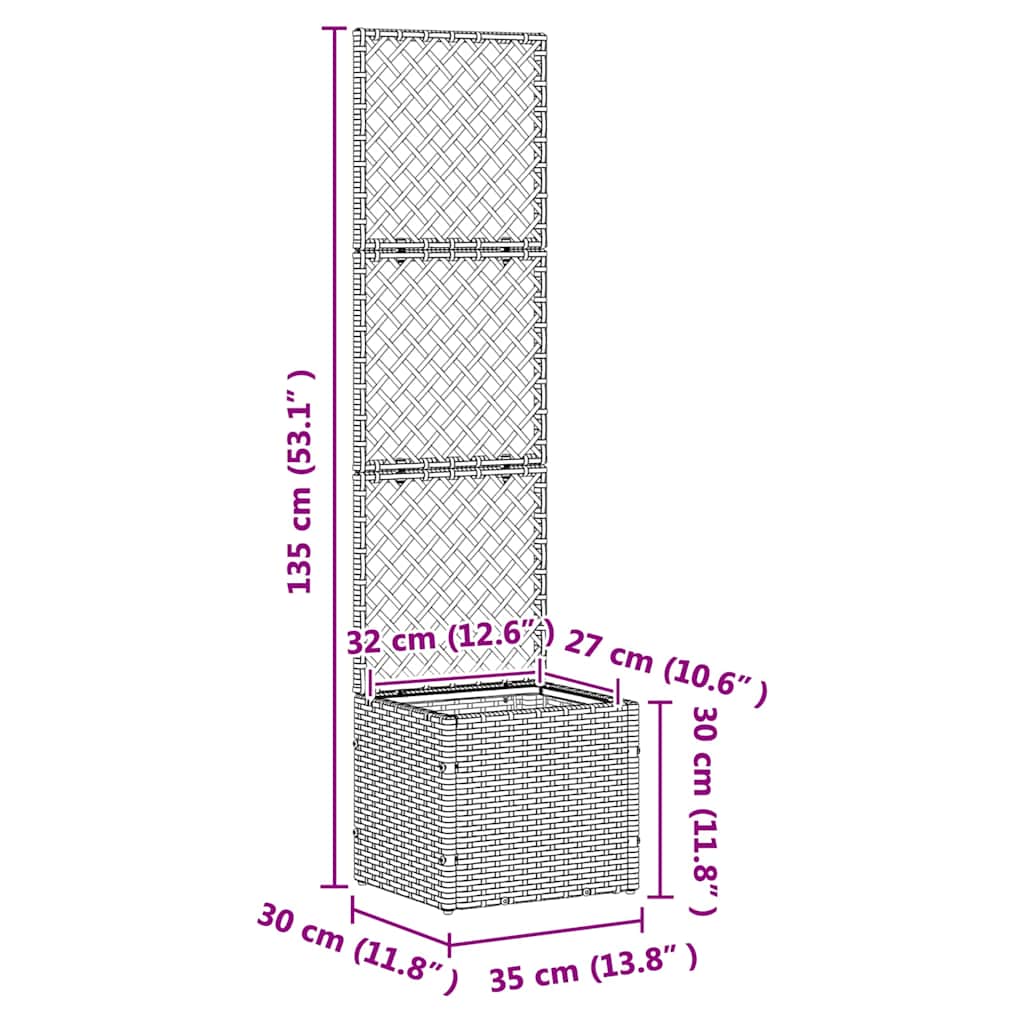 Planter Black 35 x 30 x 135 cm Metal