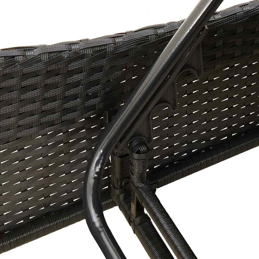Sun Lounger with Cushion Black 60x205x73 cm Poly Rattan