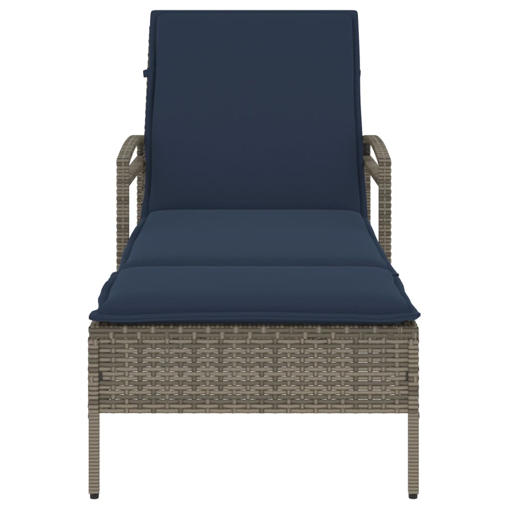 | Sun Lounger | Reclining Grey 63 x 200 x 81 cm Poly rattan