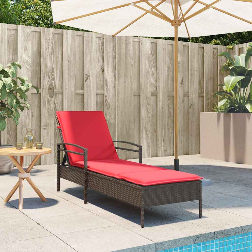 Sun lounger Reclining Brown 63 x 200 x 81cm Poly Rattan