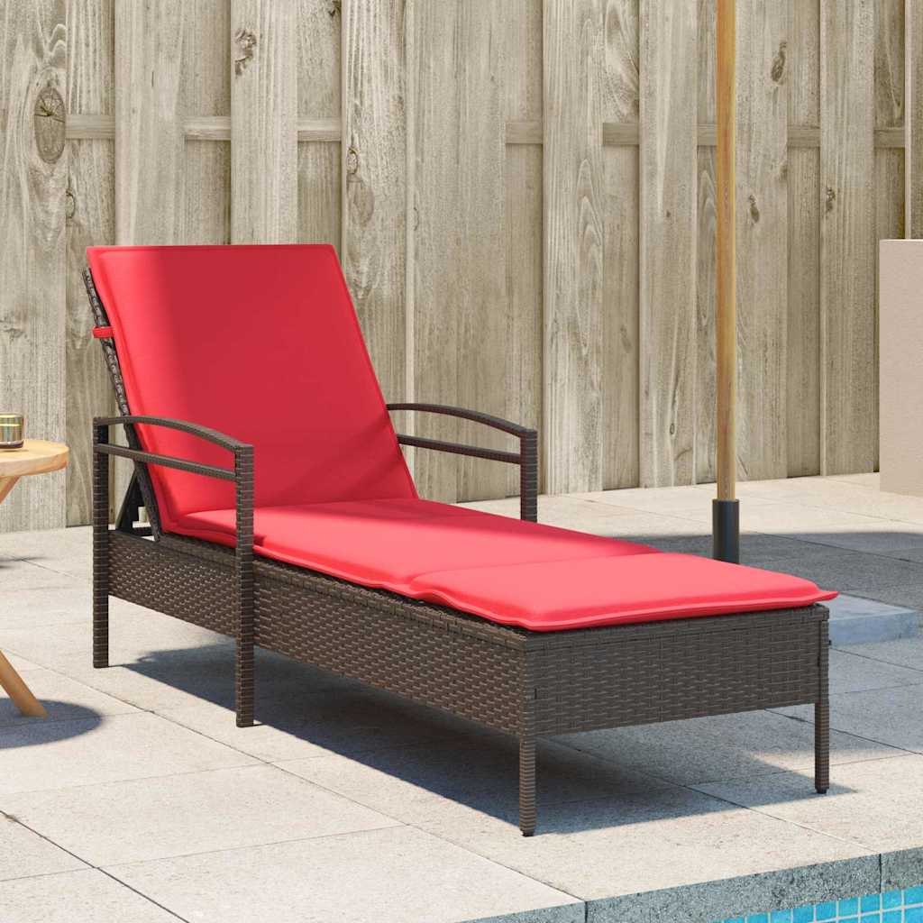 Sun lounger Reclining Brown 63 x 200 x 81cm Poly Rattan
