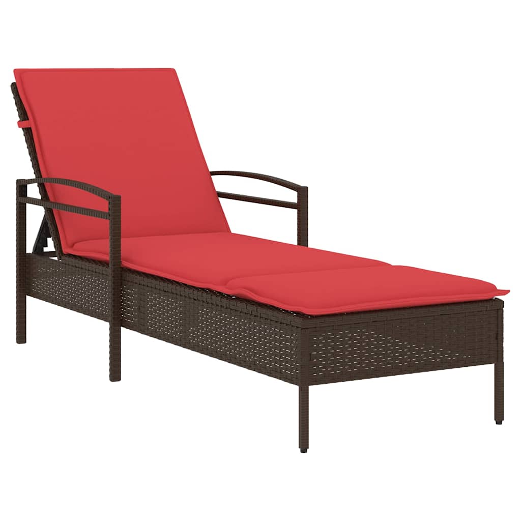 Sun lounger Reclining Brown 63 x 200 x 81cm Poly Rattan