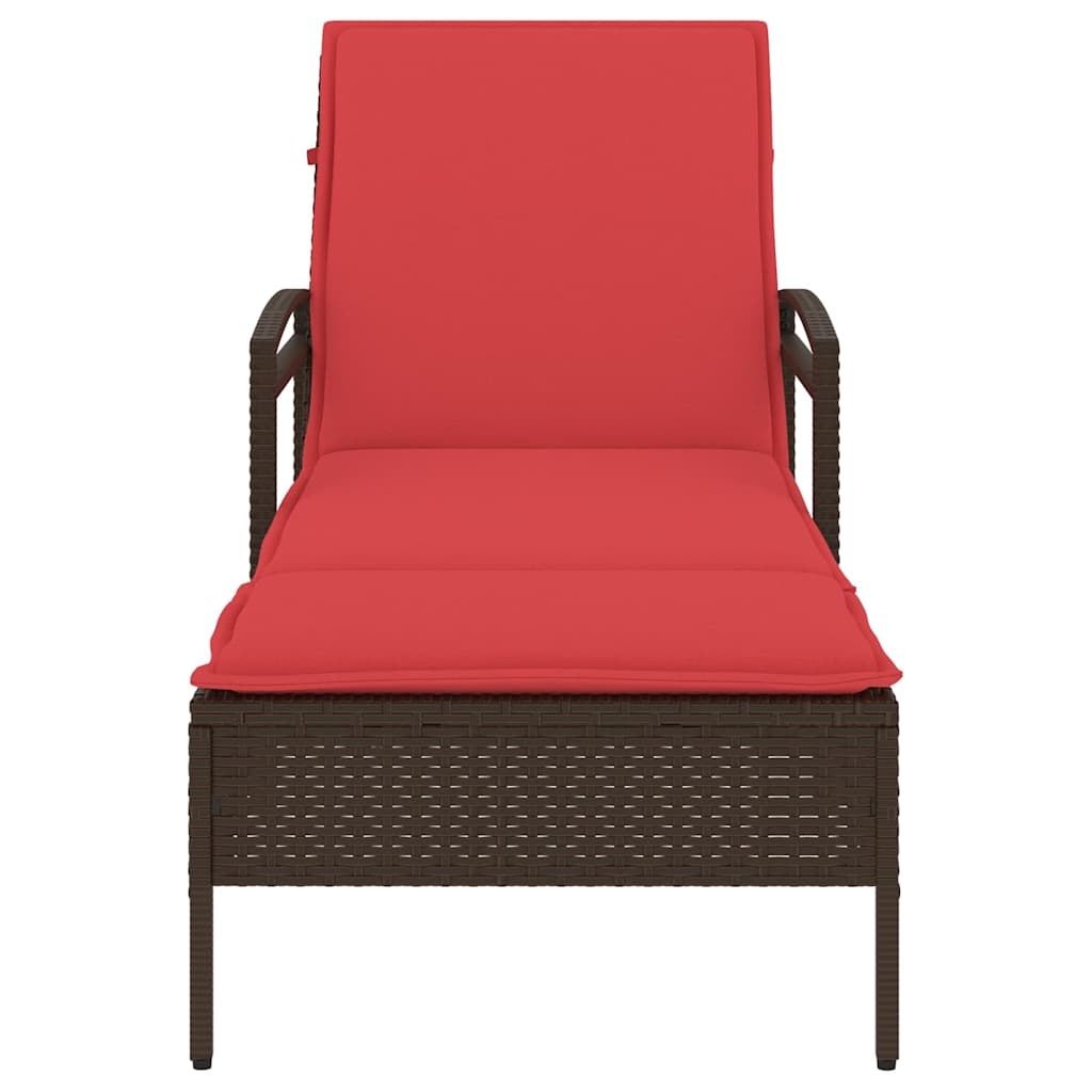 Sun lounger Reclining Brown 63 x 200 x 81cm Poly Rattan