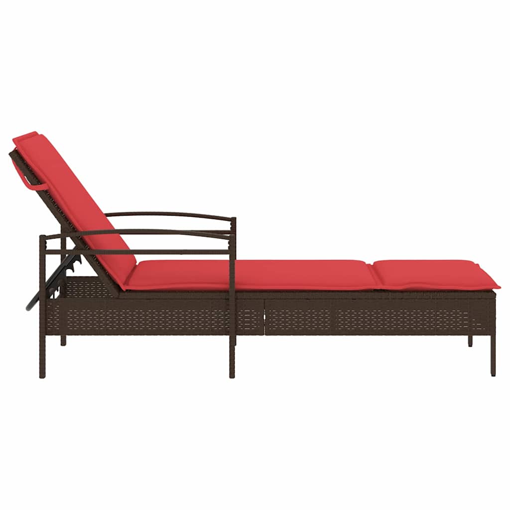 Sun lounger Reclining Brown 63 x 200 x 81cm Poly Rattan