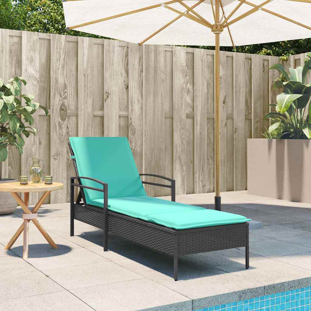 Sun lounger Reclining Black 63 x 200 x 81cm Poly Rattan