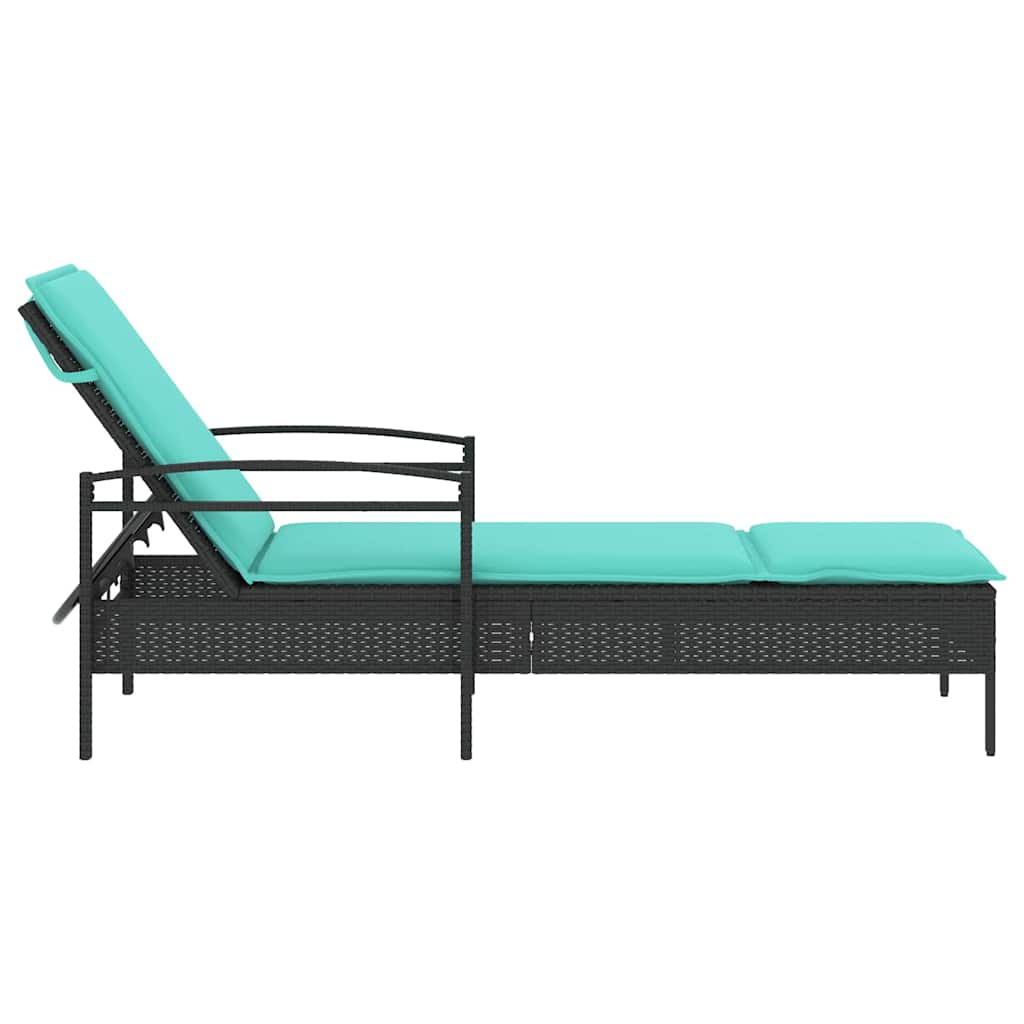 Sun lounger Reclining Black 63 x 200 x 81cm Poly Rattan
