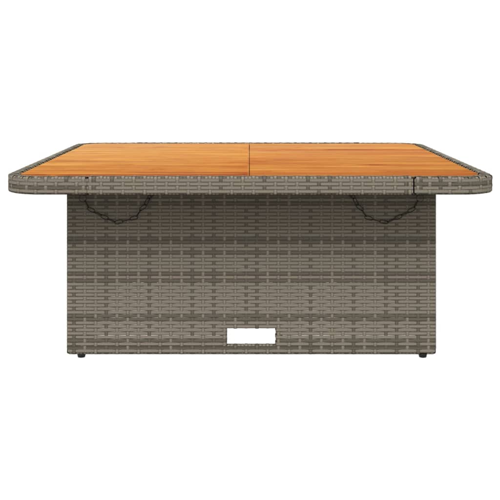 Garden Table Grey 110x110x71 cm Poly Rattan and Acacia Wood