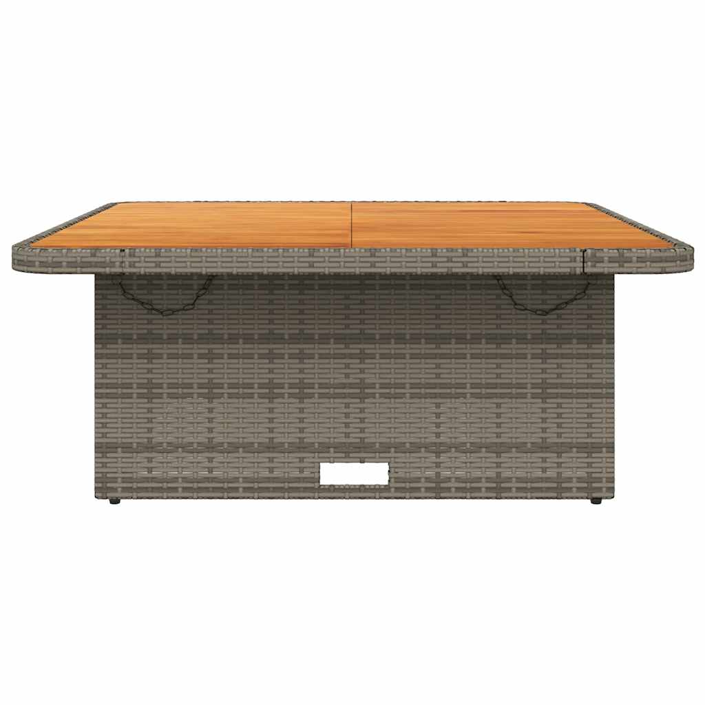 Garden Table Grey 110x110x71 cm Poly Rattan and Acacia Wood