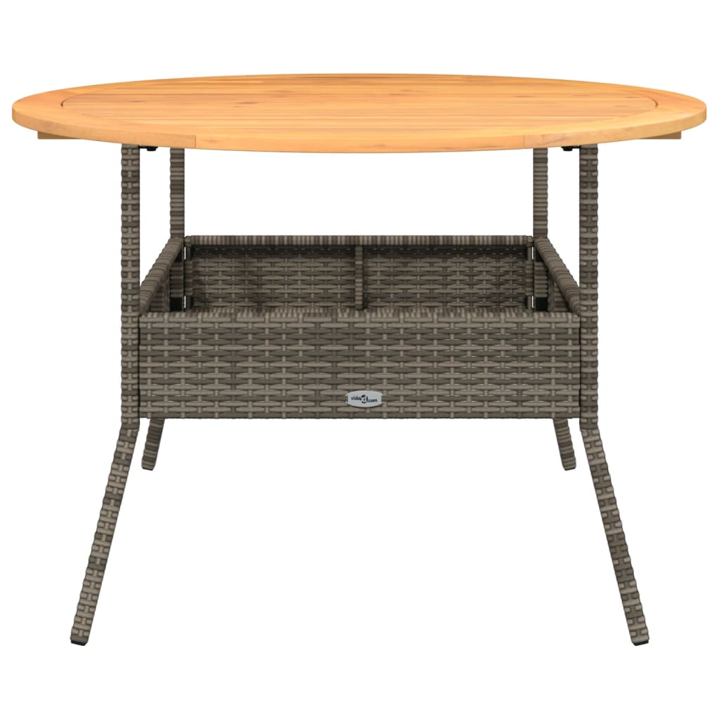 Garden Table with Acacia Wood Top Grey Ø110x71 cm Poly Rattan