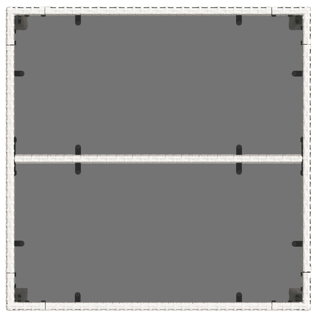 Garden Table with Glass Top White 90x90x75 cm Poly Rattan