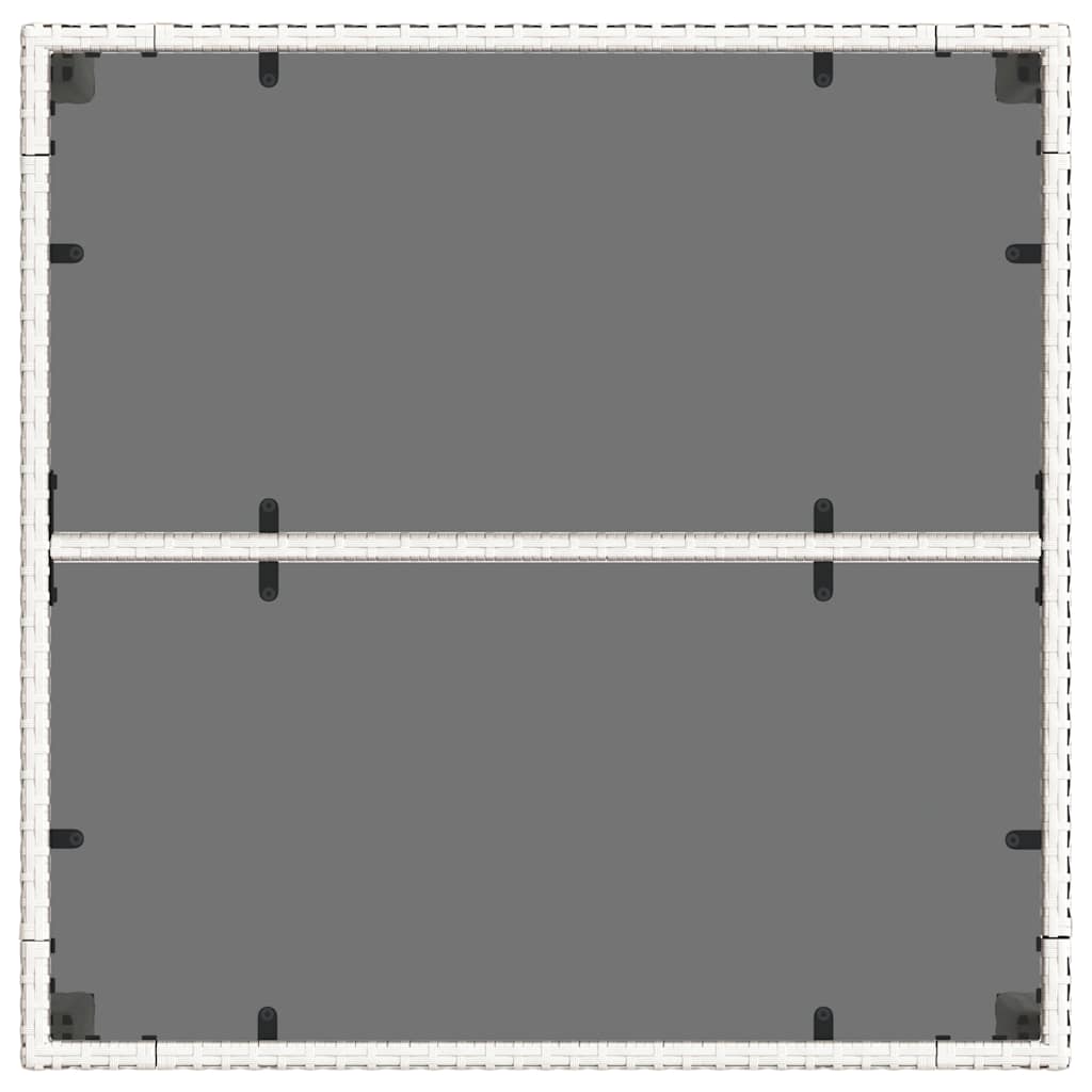 Garden Table with Glass Top White 90x90x75 cm Poly Rattan