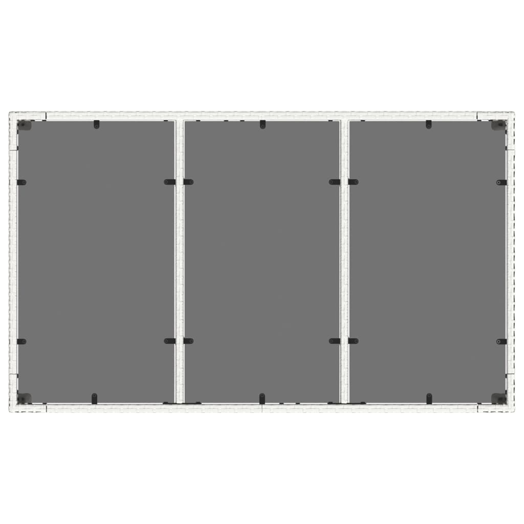 Garden Table with Glass Top White 150x90x75 cm Poly Rattan