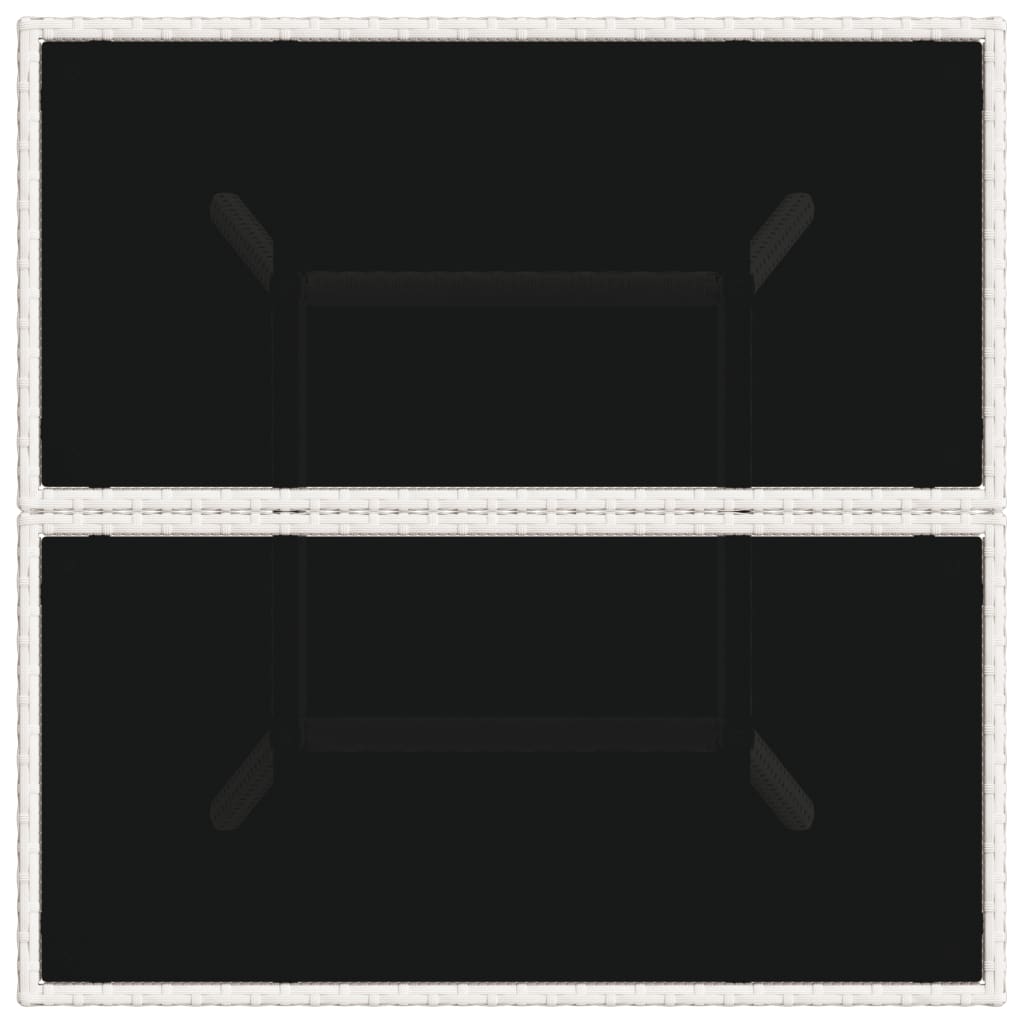 Garden Table with Glass Top White 80x80x75 cm Poly Rattan