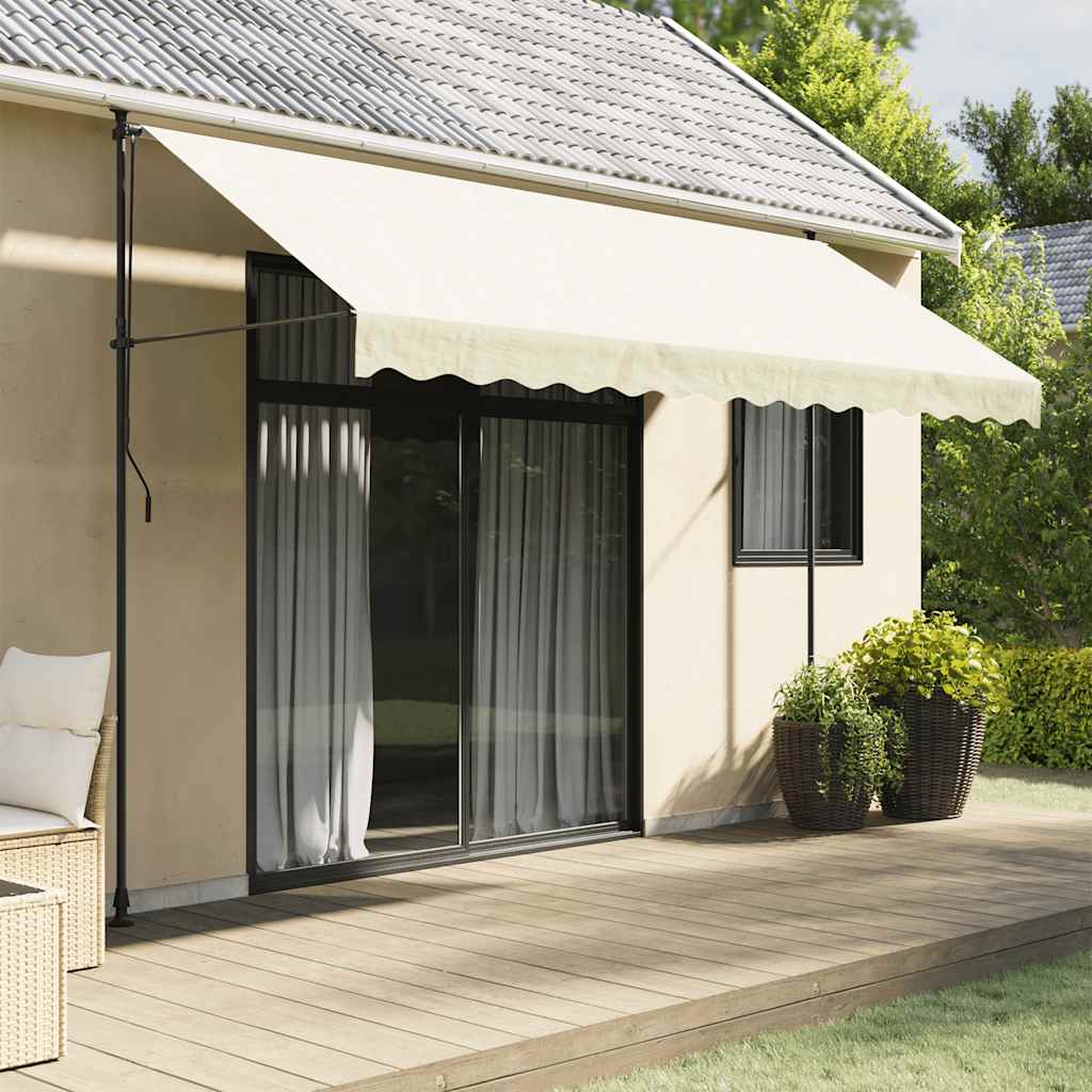 Retractable Awning Cream 350x150 cm Fabric and Steel