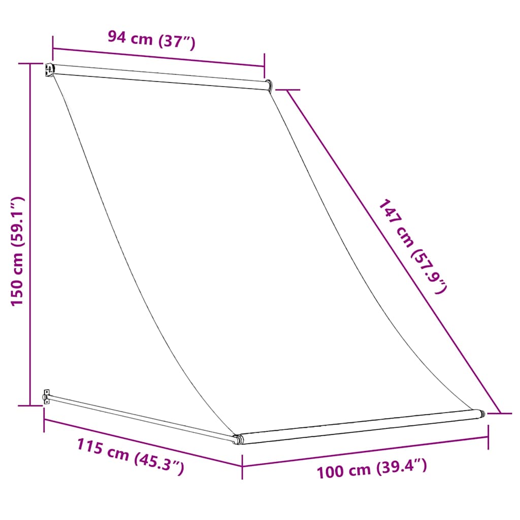 Retractable Awning Anthracite 100x150 cm Fabric and Steel