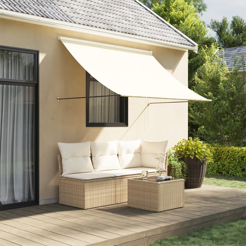 Retractable Awning Cream 200x150 cm Fabric and Steel