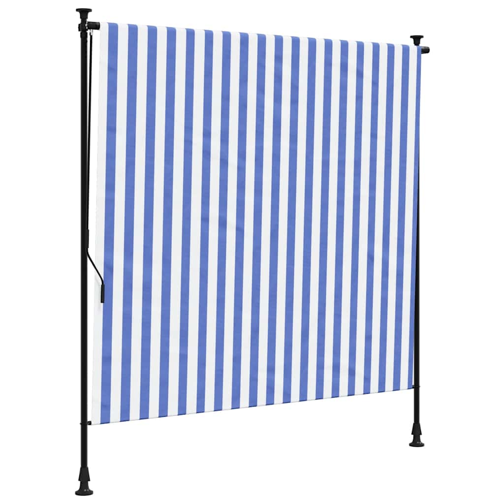 Outdoor Roller Blind Blue and White 200x270 cm Fabric&Steel