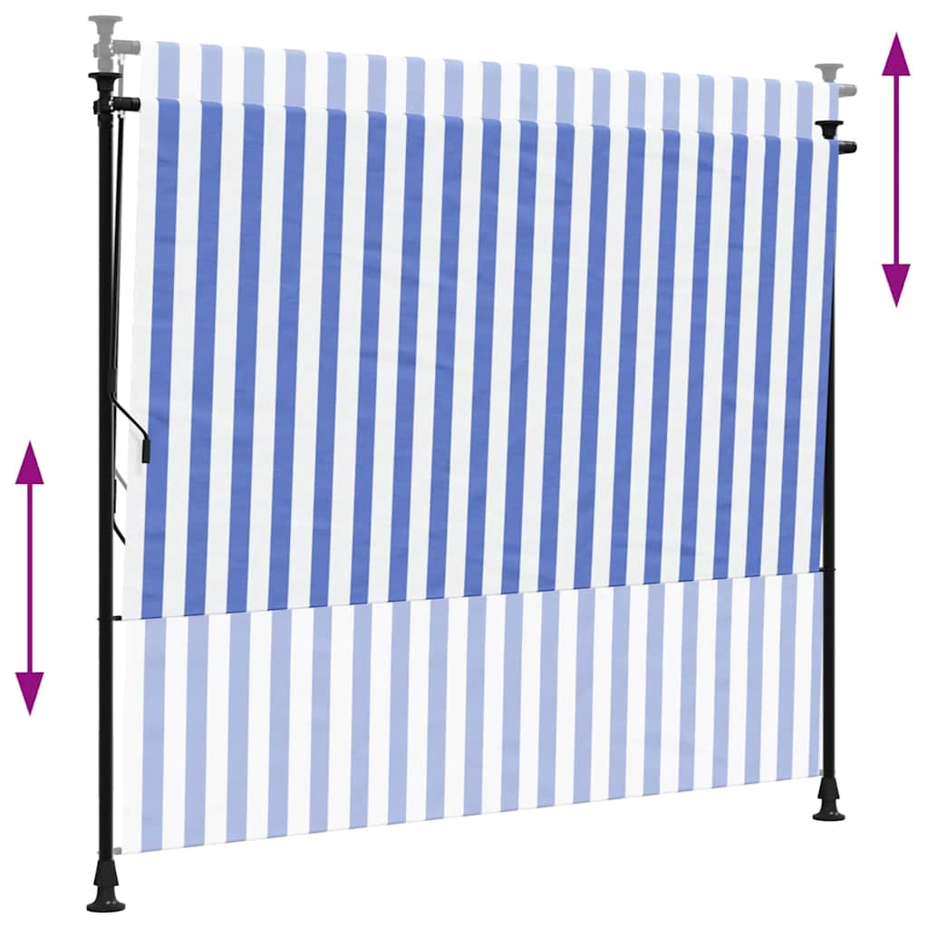 Outdoor Roller Blind Blue and White 200x270 cm Fabric&Steel