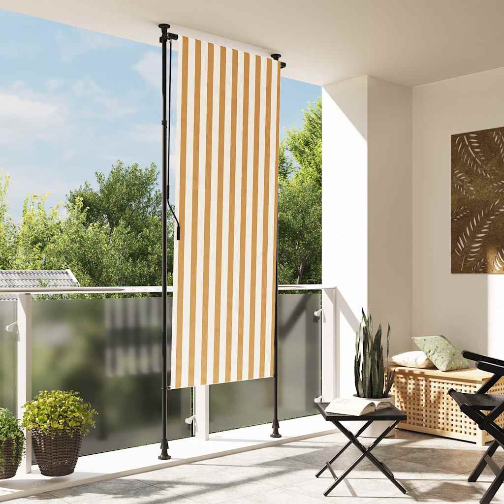 Outdoor Roller Blind Orange and White 100x270 cm Fabric&Steel