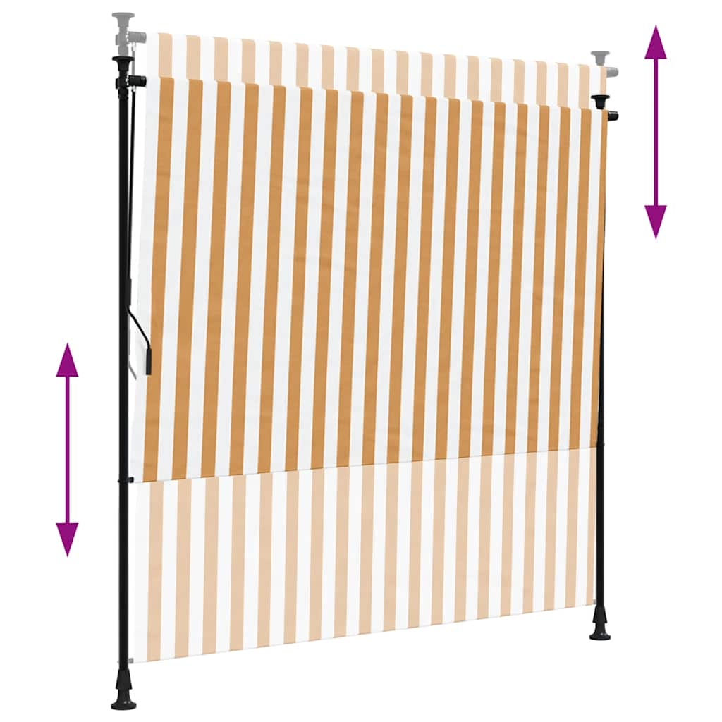 Outdoor Roller Blind Orange and White 150x270 cm Fabric&Steel