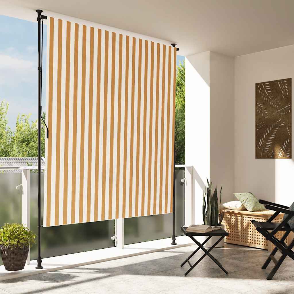 Outdoor Roller Blind Orange and White 150x270 cm Fabric&Steel