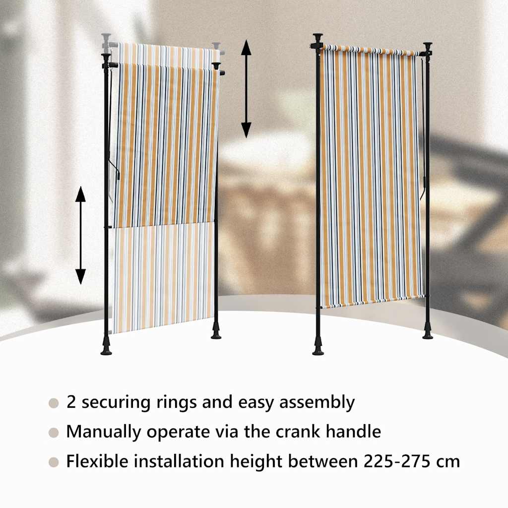 Outdoor Roller Blind Yellow and White 120x270 cm Fabric&Steel