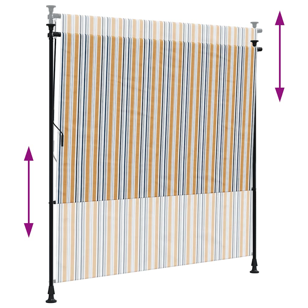 Outdoor Roller Blind Yellow and White 150x270 cm Fabric&Steel