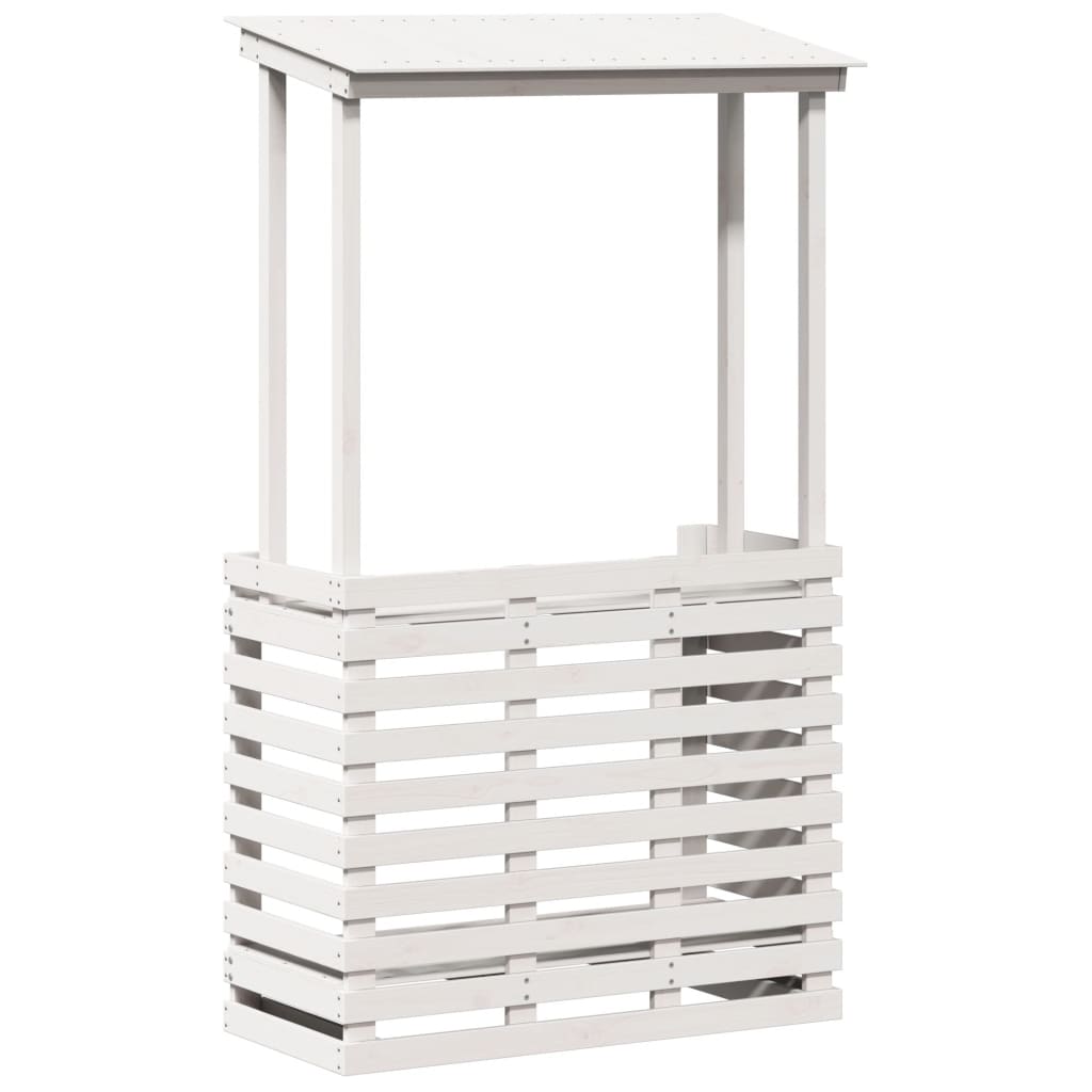 Outdoor Bar Table with Roof White 112.5x57x195.5 cm Solid Wood